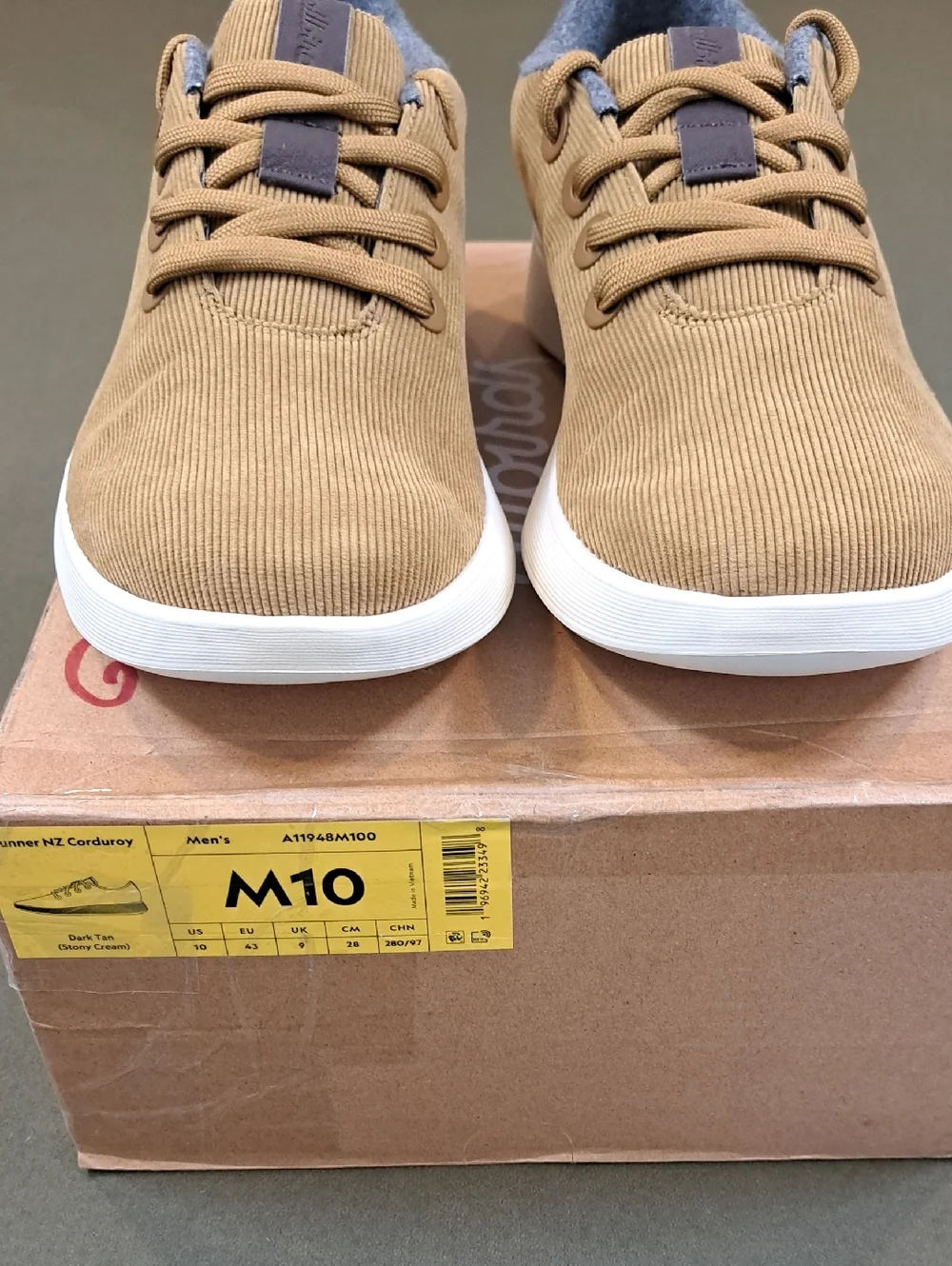 Allbirds Men's Runner NZ Corduroy - Color: Dark Tan - Size: 10